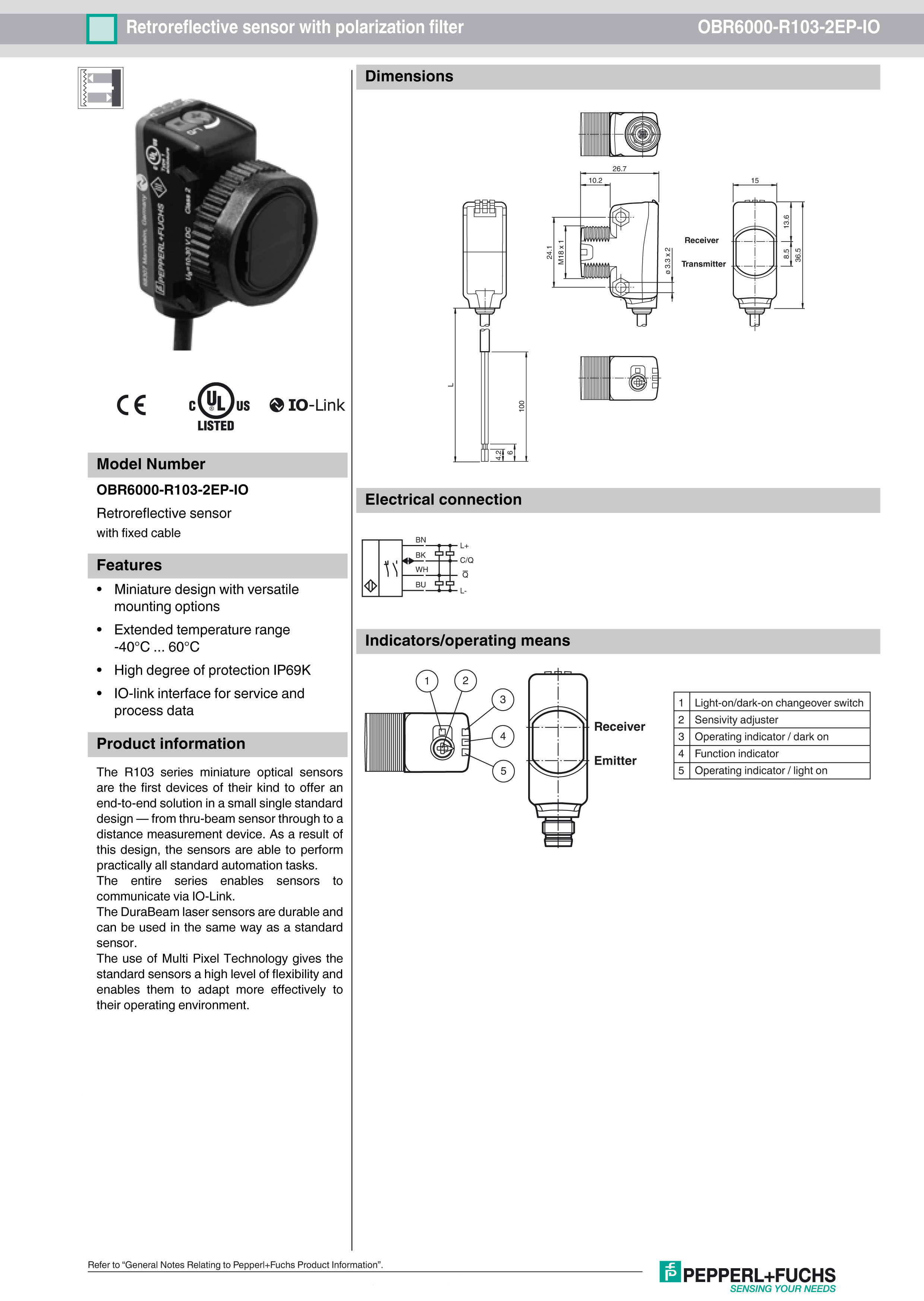 倍加福OBR6000-R103-2EP-IO传感器